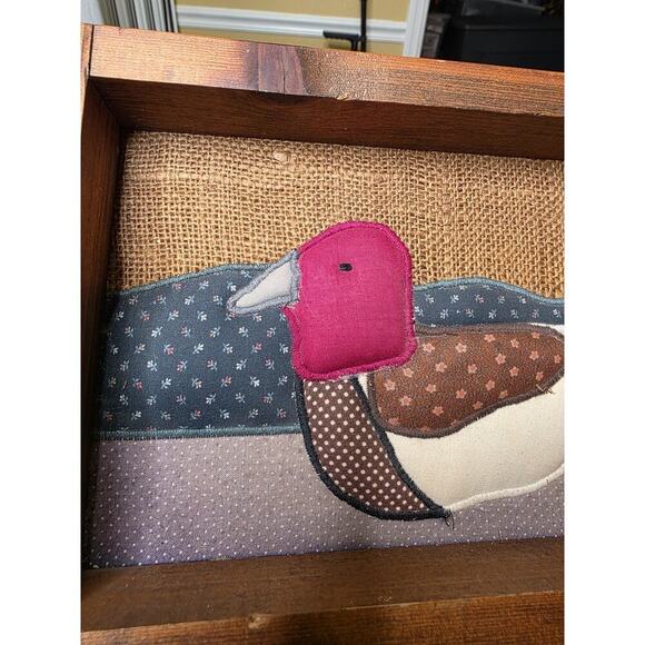 VINTAGE Handmade Quilted Hanging Wall Decor Art 8 X 12 Duck Goose Quilt Pic - Picture 14 of 16